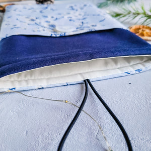 Blue Cherry Blossom Book Sleeve with Pocket and Button Closure