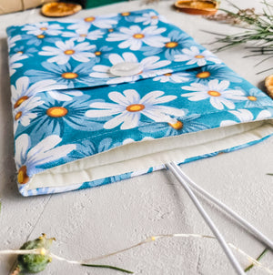 Daisy Book Sleeve with Pocket and Button Closure