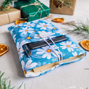 Daisy Book Sleeve with Pocket and Button Closure