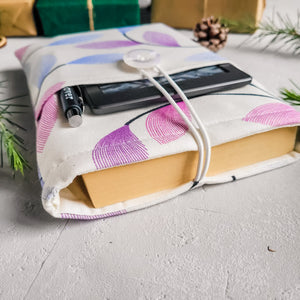 Floral Padded Book Sleeve with Pocket and Button Closure