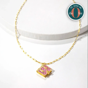 Book Locket Necklace (Magenta)