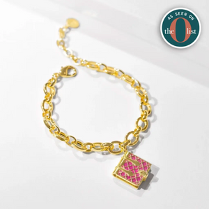 Book Charm Bracelet (Magenta)