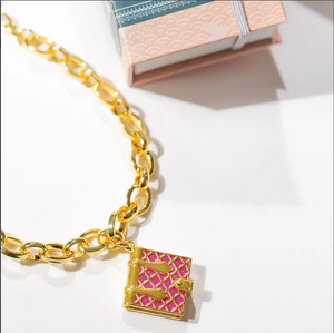 Book Charm Bracelet (Magenta)
