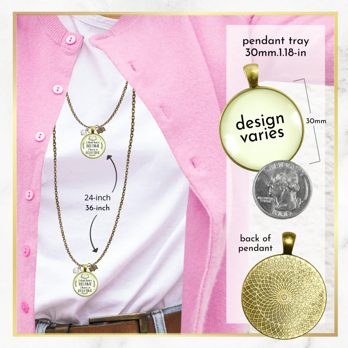 Don’t Have a Bedtime, I Have Booktime Necklace – Book Lover Jewelry Gift for Readers