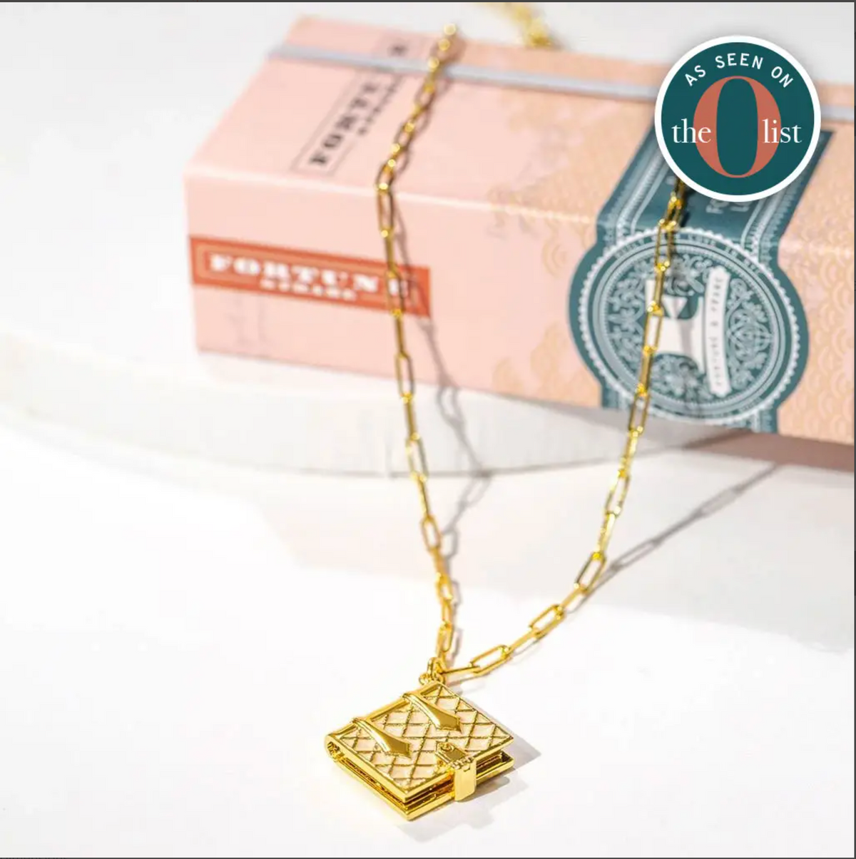 Book Locket Necklace (Mother of Pearl)