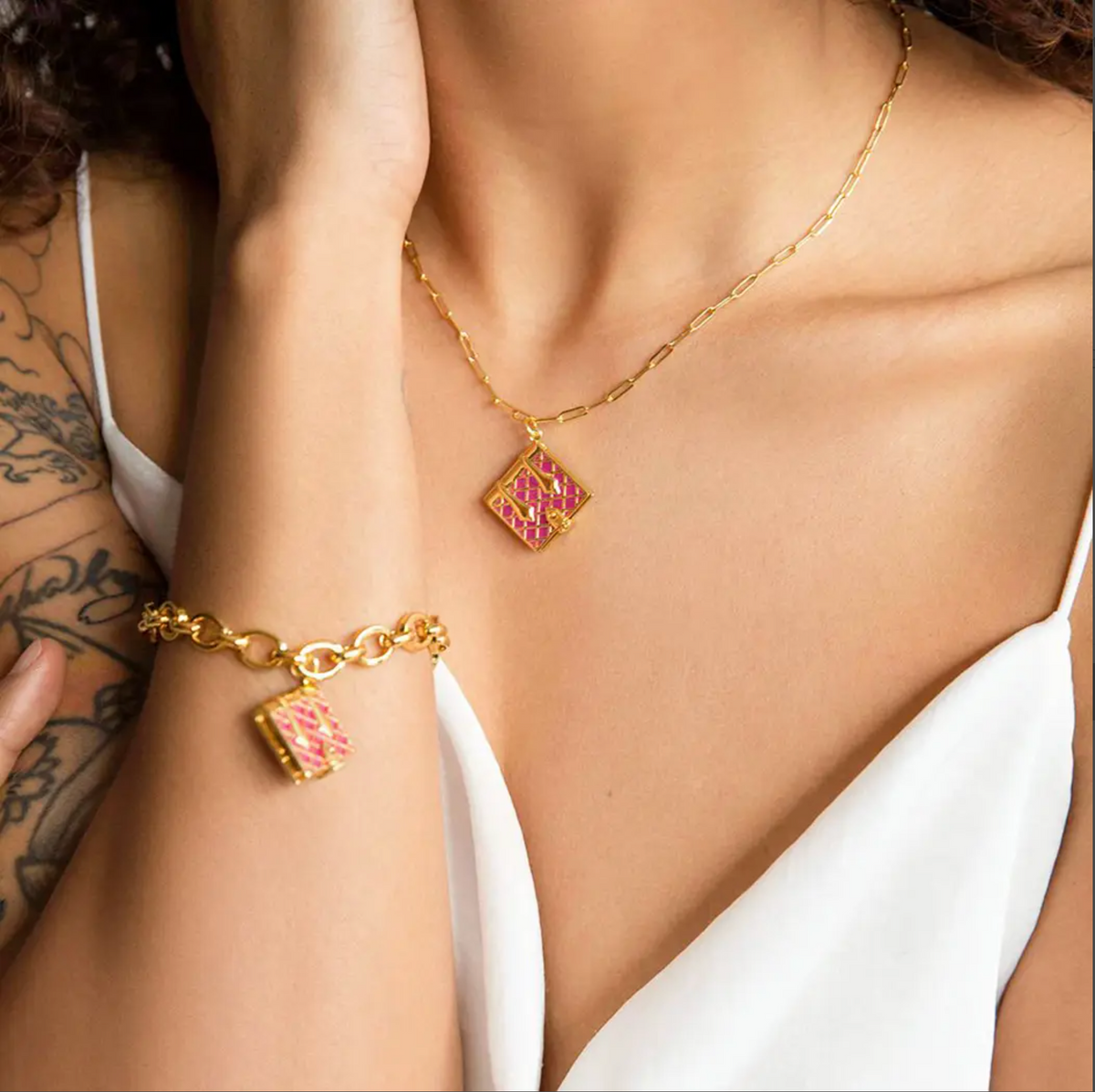 Book Locket Necklace (Magenta)