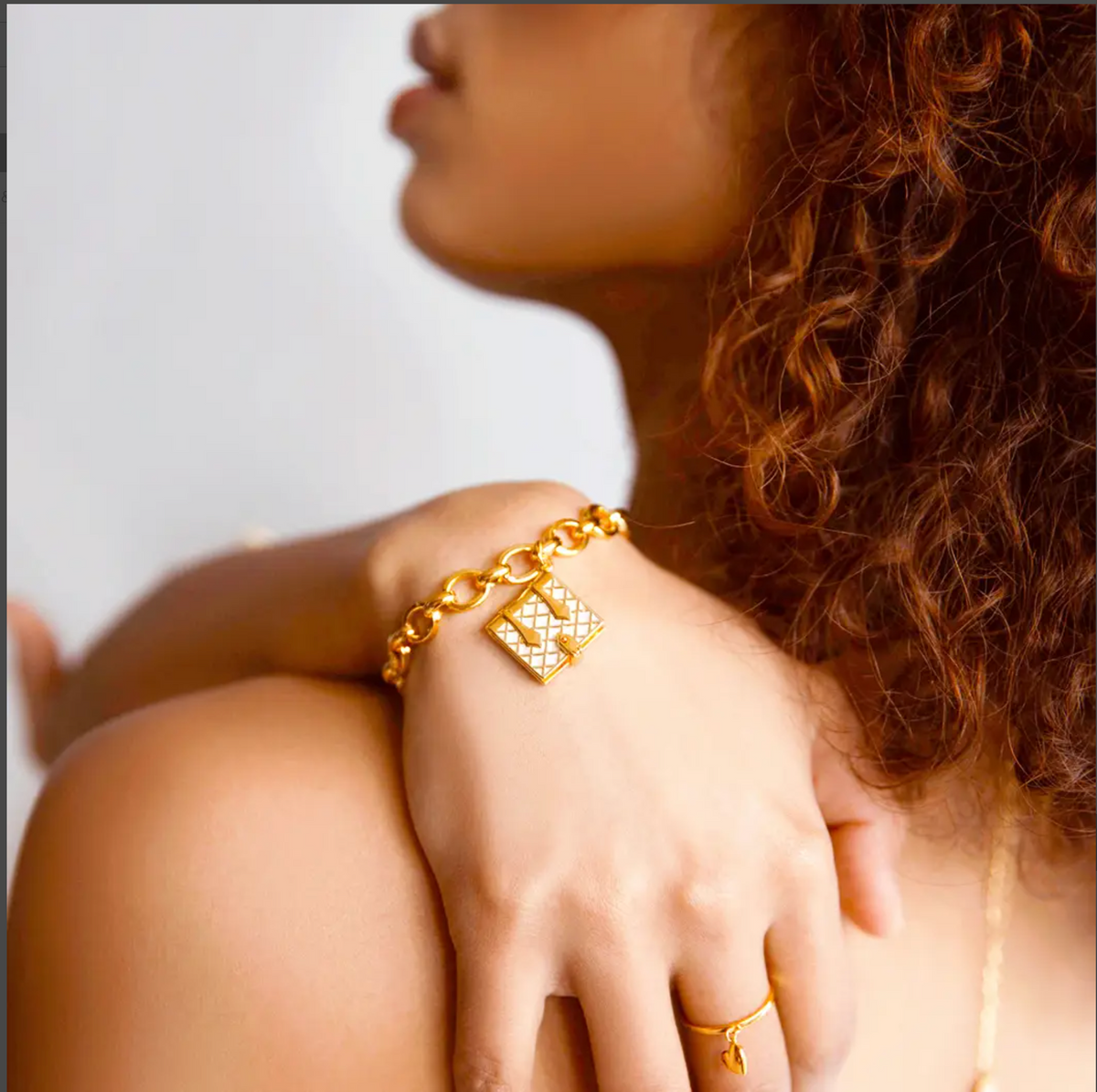 Book Charm Bracelet (Mother of Pearl)